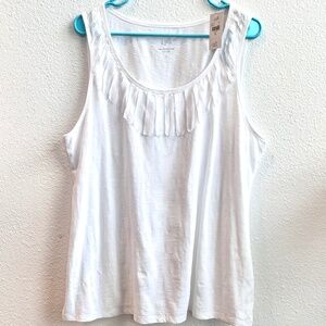 J. Jill White Cotton Tank Top, Size XL, NWT
